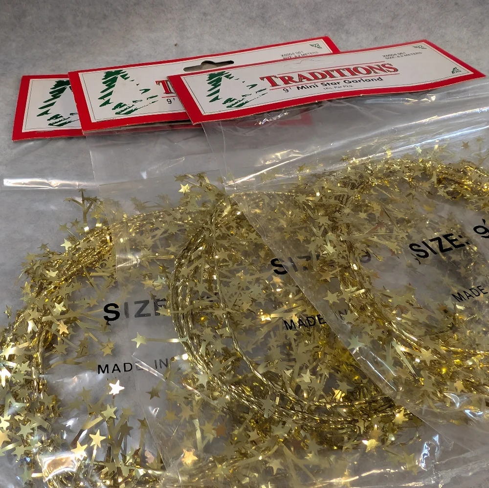 3 packs of New Unopened 9' Traditions Mini Star Garland (X6004 061)